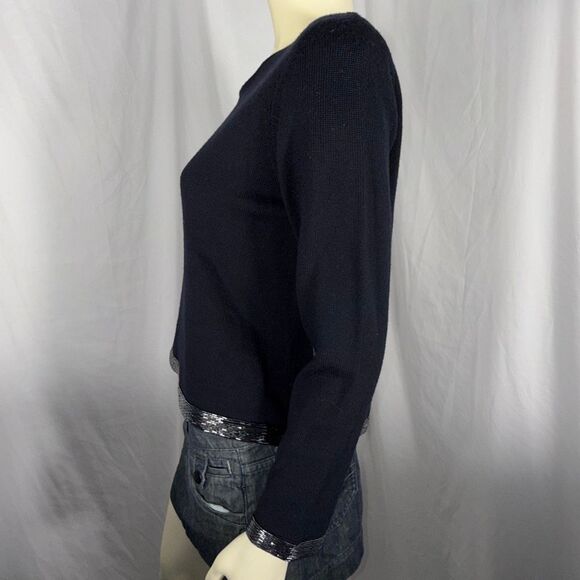 Jones New York 100% Merino Wool Black Sweater w/ Sequin Trim — Size M — New w/ T - Picture 10 of 16